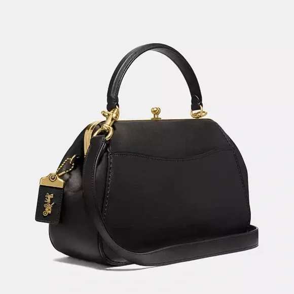 COACH 1941 Large Kisslock Frame black leather crossbody bag - Picture 2 of 16